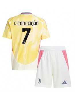 Juventus Francisco Conceicao #7 Auswärts Trikotsatz für Kinder 2024-25 Kurzarm (+ Kurze Hosen)